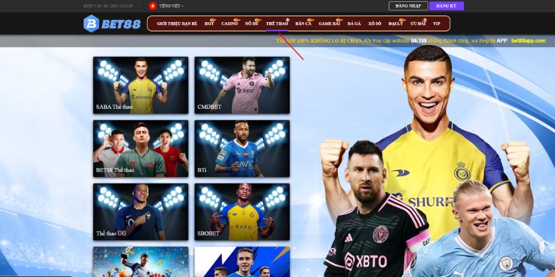 Sảnh cá cược thể thao bet88 đủ loại bộ môn và kèo cá cược
