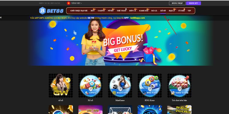 Sảnh xổ sổ trực tuyến bet88 chơi nhanh trúng lớn